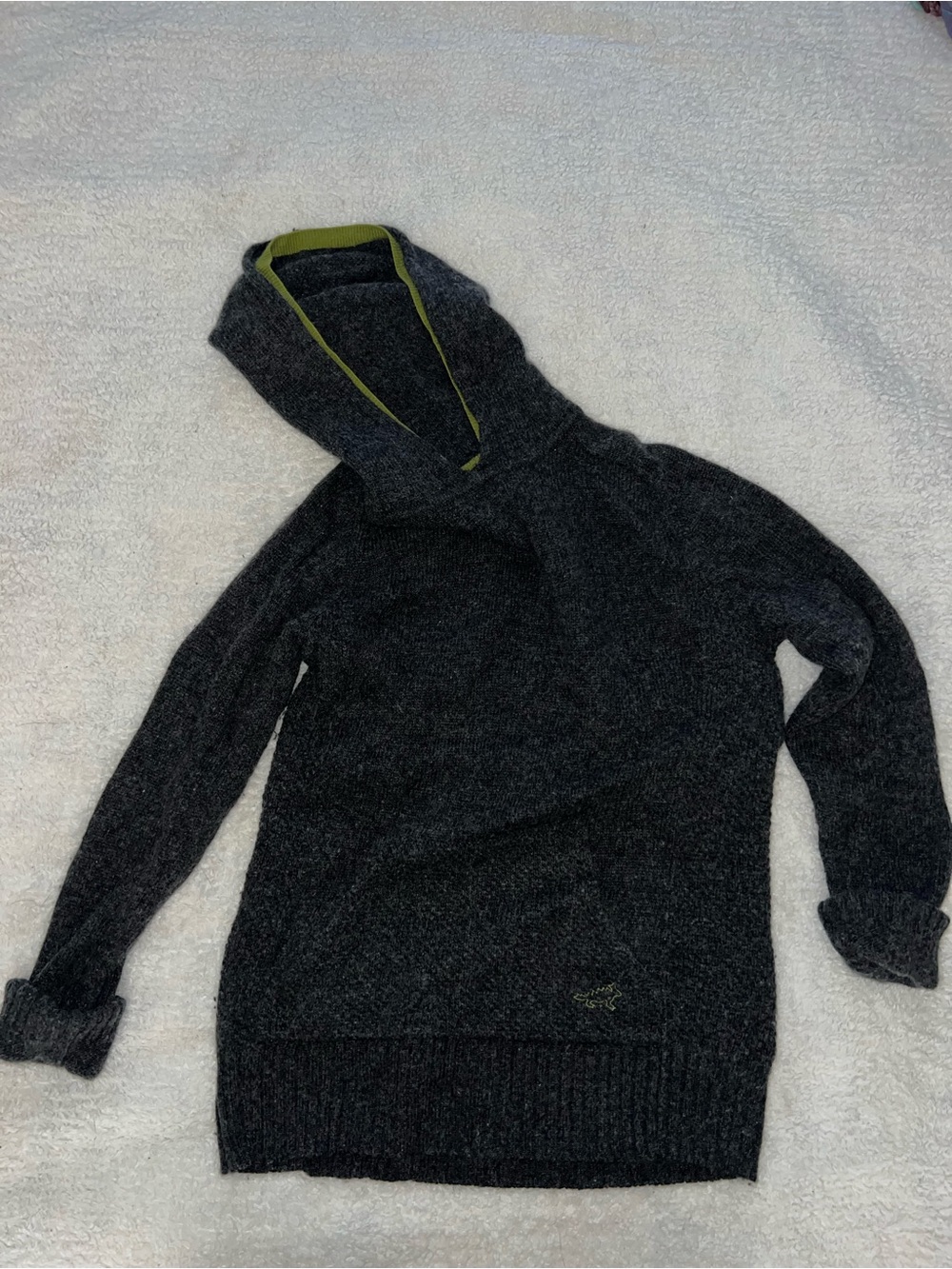 Charcoal Hooded Sweater with Lime Trim